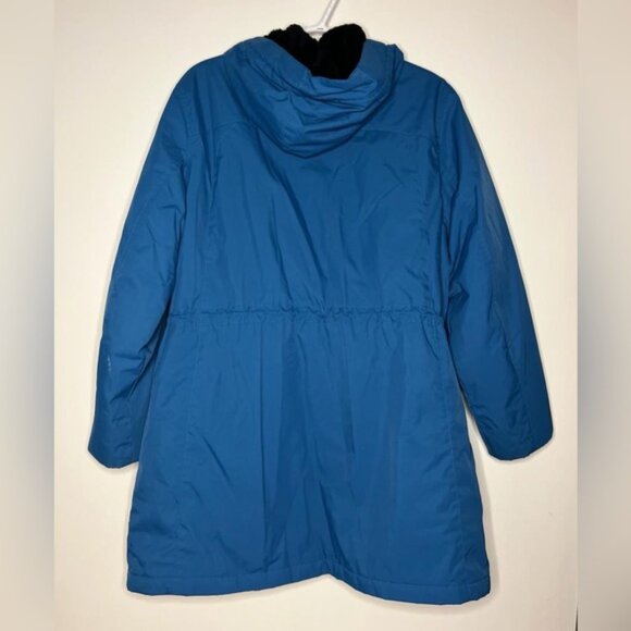 L.L. Bean Flecce Nylon‎ Lined Zip/Snap Closure Blue Hoodie Winter Coat Parka XL - Picture 3 of 12